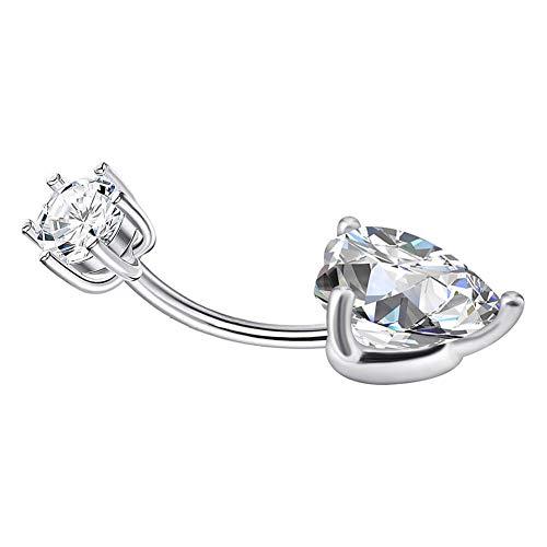 Arardo 925 Sterling Silver 14G Belly Button Rings Clear Cz Navel Rings Body Piercing Jewelry Classic Heart Ab0087 #TOP2