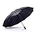 WSKY 12 Ribs Inverted Umbrella Windproof Automatic Folding Umbrella Teflon Coating Canopy Reverse Umbrella Portable Travel Umbrella Black