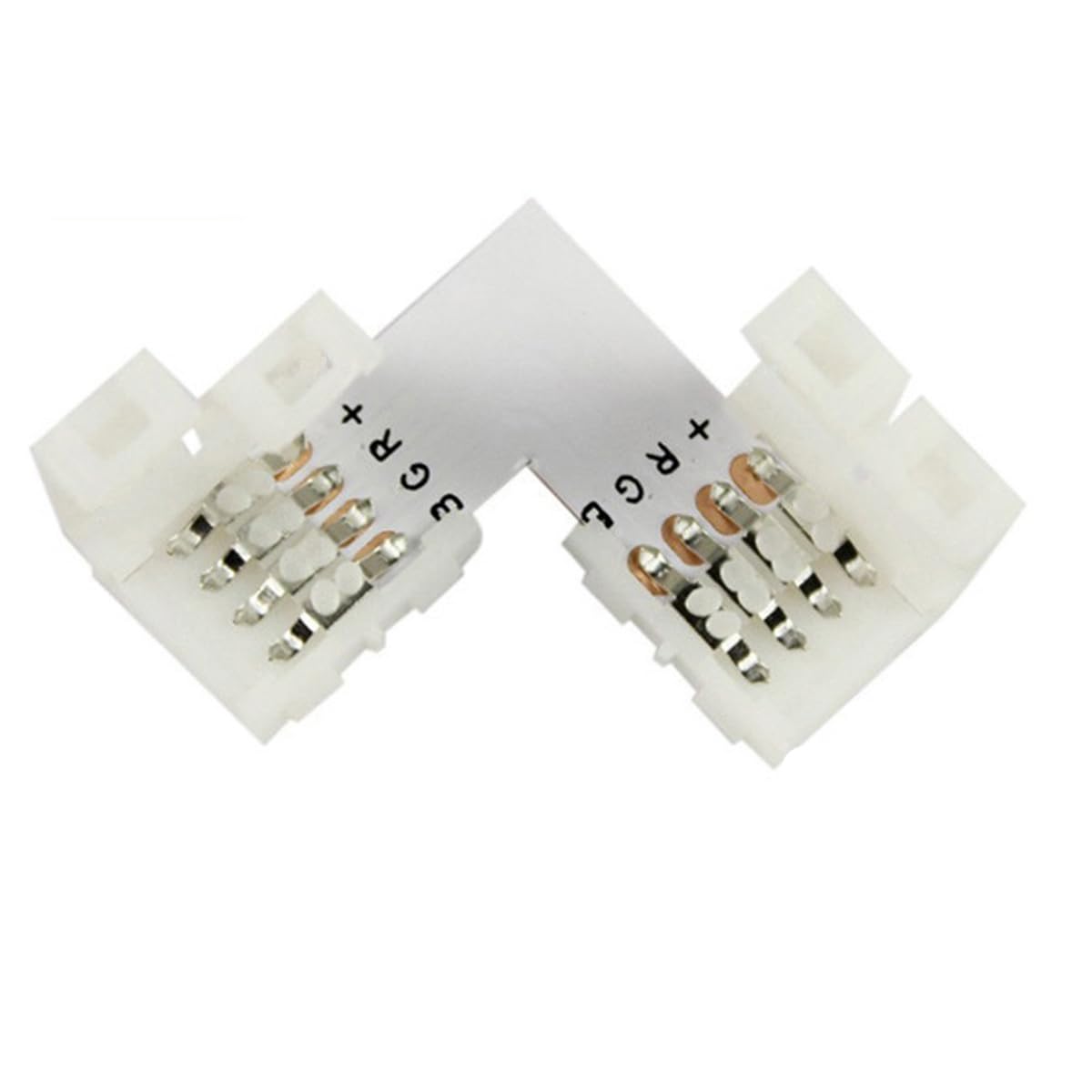Conector Fita Led RGB 8mm em L - 4 Vias - 5 unidades