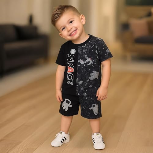 Image of Kidbea Kids Cotton T-Shirt and Shorts Set | Soft Breathable Co-Ord Outfit for Boys | Trendy & Stylish Summer Wear | Boys Clothing Set