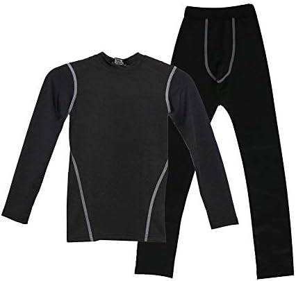Boys Hockey Base Layer Moisture Wicking Quick Dry Underwear Crew Neck Thermal Shirt Leggings 2 Pcs