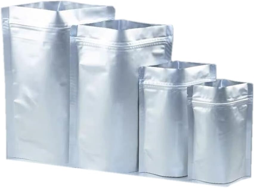 20PCS Ziplock Aluminium Foil Bag, Resealable Food Bags, (31cm*21cm/ 26cm*18cm/ 24cm*17cm/ 22cm*15cm) 4 Sizes Silver Food Storage Bag for Coffee, Dry Food, Cookie, Nuts, Pet Food