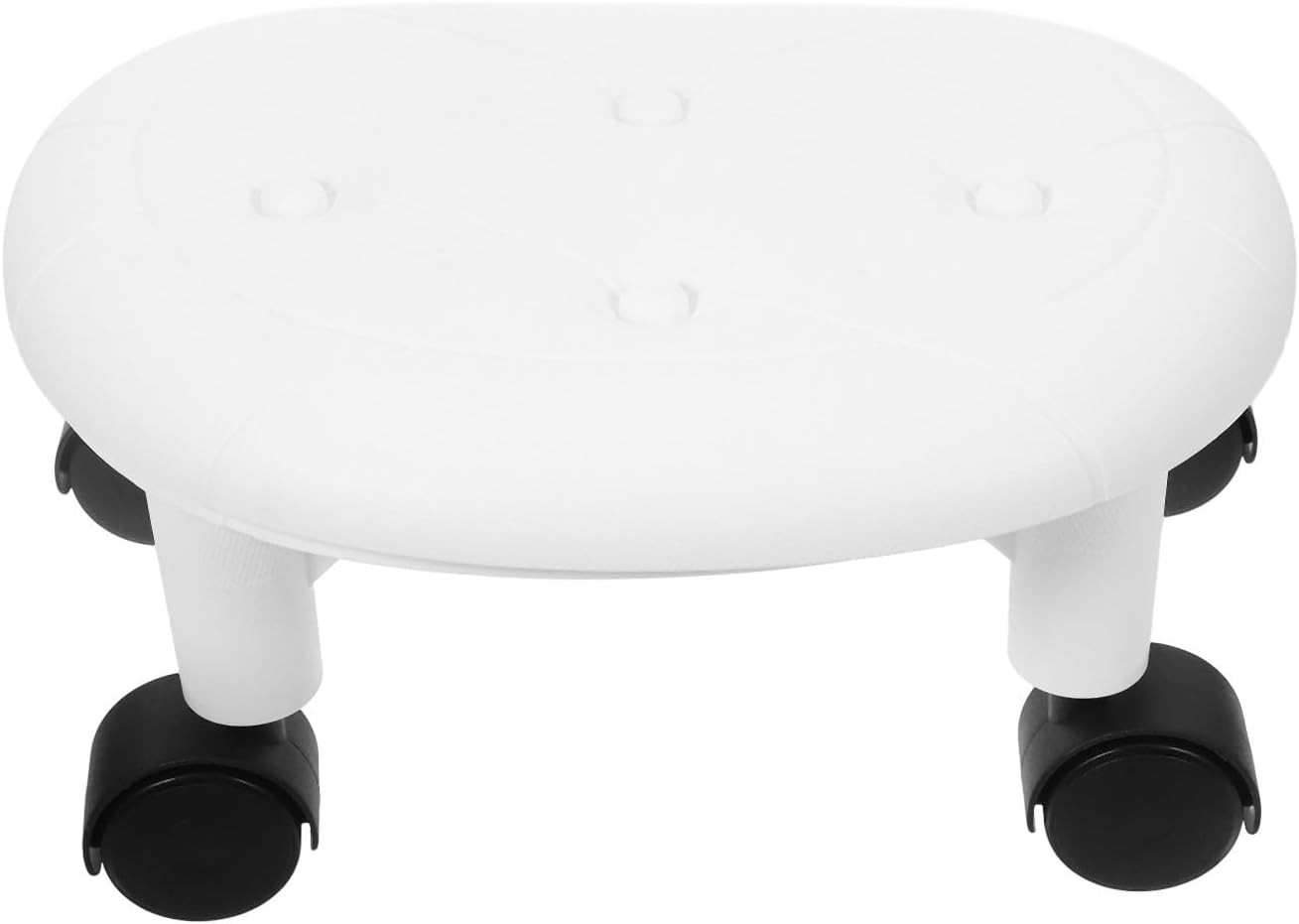 SHOWERORO Mobile Rolling Low Stool with Wheels, Easy to Assemble Small Plastic Foot Rest Stool for Bathroom or Home Office Use