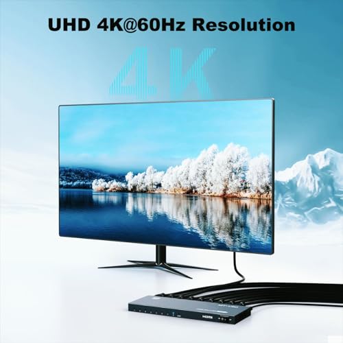 Image of MT-VIKI HDMI Splitter 4K@60Hz, HDMI Splitter 1 in 8 Out, RGB 4:4:4, HDMI2.0b, HDCP2.2, 18Gbps, Full UHD Distributor for PS4 Fire Stick HDTV