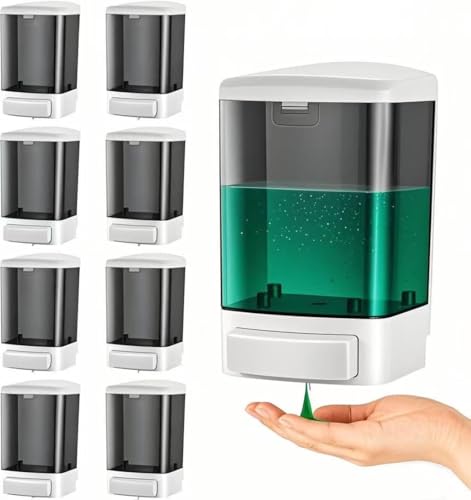 Image of 8-Pack Soap Dispenser Wall Mount 1000ml (33.8oz)-Commercial Heavy-Duty Plastic Liquid Dispenser for Soap,Shampoo,Hand Sanitizer-Manual Pump for Bathroom, Kitchen,Restaurant,Hotel (8 x 1000ml)