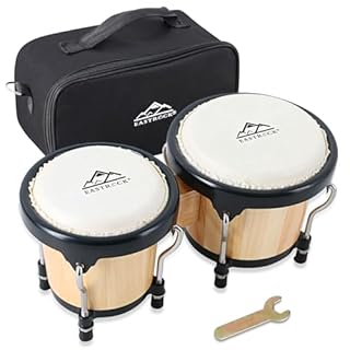 EastRock Bongo Drum 4” and 5” Set for Adults Beginners Professionals Tunable Wood and Metal Drum Percussion Instruments With Tuning Wrench