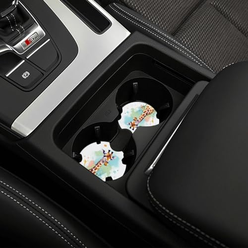Posavasos para portavasos de auto 2 piezas con diseño de jirafa miniatura 6
