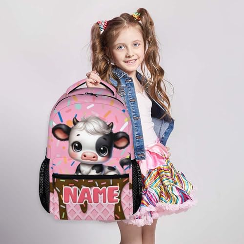 Cow Backpack, Kids Backpacks, Personalized Todder Backpack for Girls Boys 6-8, Preschool Elementary Kindergarten Schoolbag, 17 Inch Animal Book Bag for School Travel Camp2