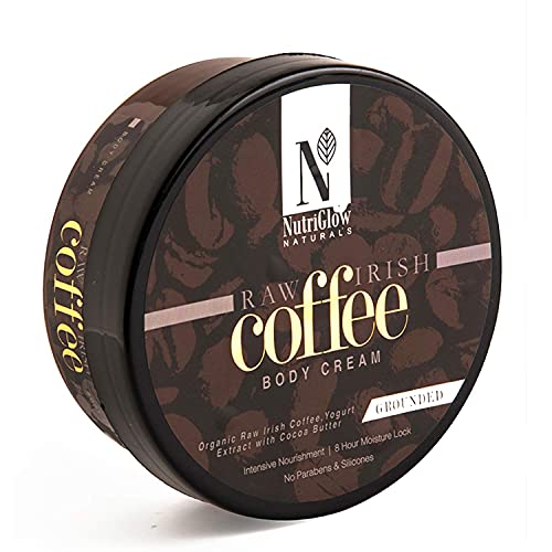Nutriglow Natural's Raw Irish Coffee Body Cream For Deep Moisturization Natural Glow, Dark Spots & Cellulite Reduction, Reverse Signs Of Aging, Parabens & Sulphate Free, 7.05 Oz #TOP2
