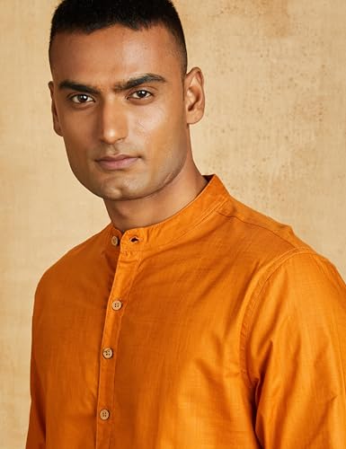 Image of Amazon Brand - Symbol Men's 100% Cotton Solid Long Length Casual Kurta - Regular Fit (Available in Plus Sizes)