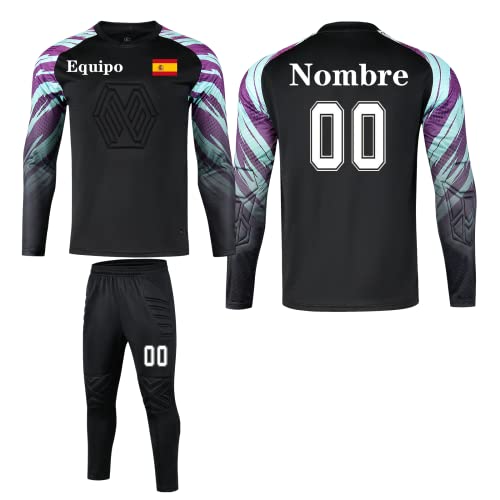 LAIFU Equipaciones de Portero Personalizado para Niño Adulto, Camiseta de Portero de Fútbol Personalizable + Pantalón Corto o Pantalón