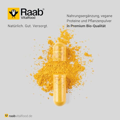 Raab Vitalfood® Naturland Bio Curcuma Pulver (100 g) - Curcuma Pulver in Naturland Bio Qualität, 5% Curcumingehalt, ergänzt mit Piperin aus schwarzem Pfeffer, ohne Zusätze, vegan