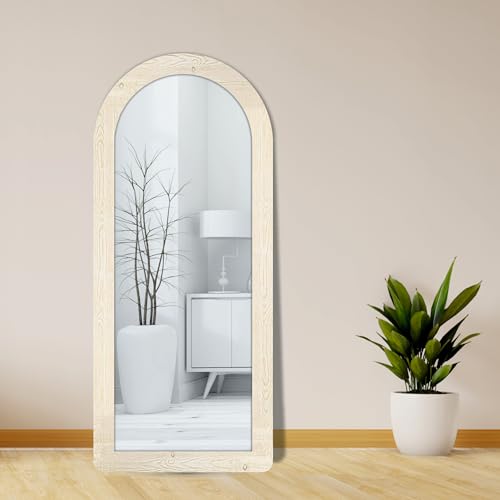 Image of Creative Arts n Frames 18x42 inch Long Wooden Irregular Curve Zigzag Shape Wall Hanging Wall Mount Full Length HD Mirror Home Decor Items (Highland Pine Arch 18x42 inch Mirror)