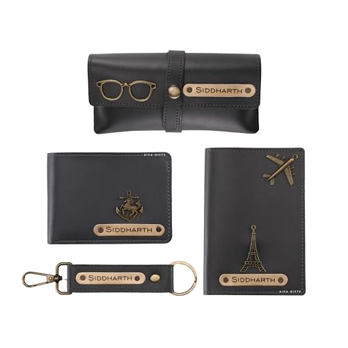 Image of AICA Personalized Name & Charm Sunglass Cover Giftset for Men (Grey)