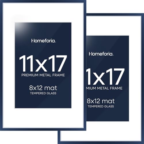 Homeforia 11x17 Picture Frame Navy Blue, High End Metal 11x17
