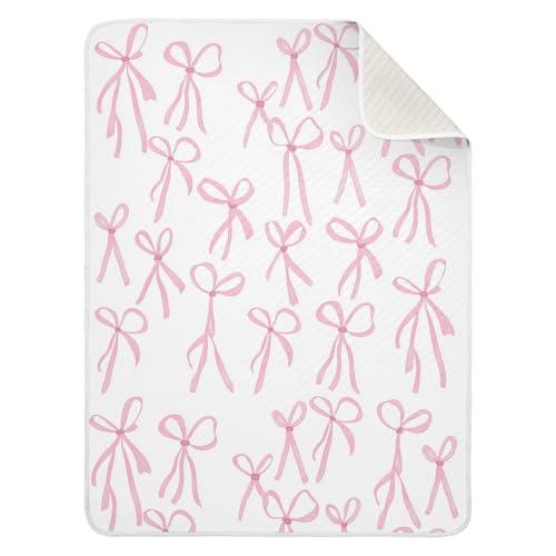 Pink Ribbons Baby Swaddle Blanket for Boys and Girls, Muslin Baby Receiving Swaddle Blanket, Soft Cotton Nursery Swaddling Blankets for Newborn Toddler Infant