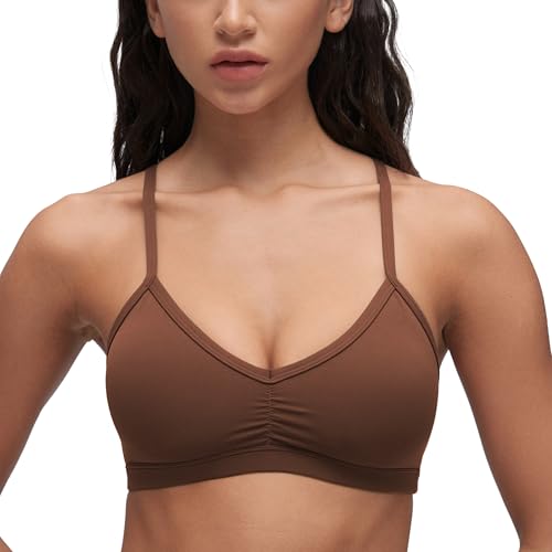 Image of CRZ YOGA Butterluxe Ruched Sports Bras | Light Support, Removable Pads, Yoga, Extremely Soft, Y Back, V Neck, Spaghetti Straps, for Women