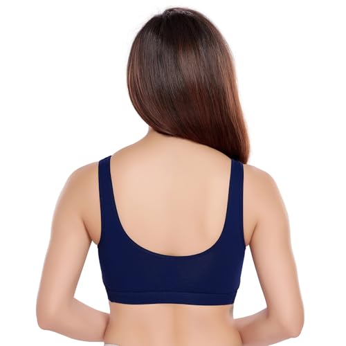 Image of juliet Women's Non Padded Non Wired Cotton Sports Bra JS 90-4 Navy Blue 2XL
