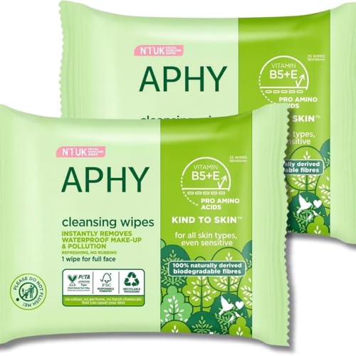 Simple Facial Wipes Packs 2 Biodegradable Cleansing Wipes for Sensitive Skin Removes Makeup Dirt and Impurities Dermatologically Tested Moisturising Face Wipes + APHY ENTERPRISES GUIDE