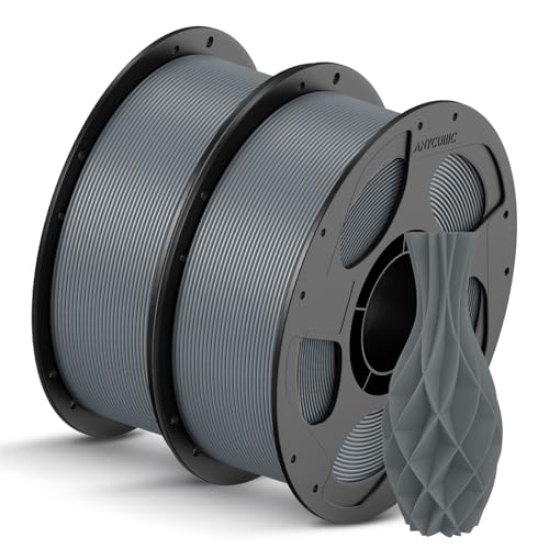 ANYCUBIC PLA Filament 1.75mm Bundle, 3D Printer PLA Filament 1.75mm Dimensional Accuracy +/- 0.02mm, 1KG Reusable Spool (2.2 lbs), 2KG Texture Grey+Texture Grey