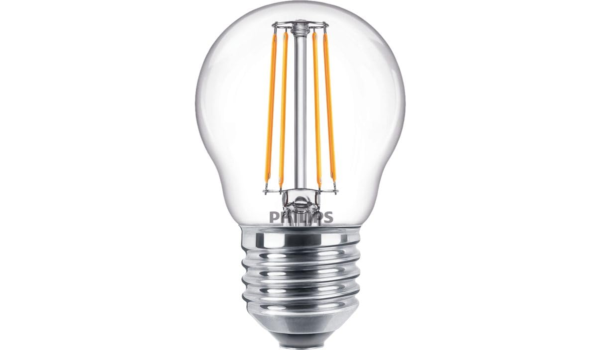 Philips CorePro LED P45 4.3W (40W Equivalent) E27 ES Clear Golf Ball Bulb, Very Warm White 2700K, Energy Saving LED Lamp, Edison Screw, Non-Dimmable, Long Life Incandescent Replacement