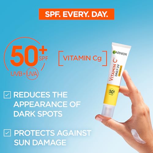 Garnier Vitamin C Daily UV, Invisible Brightening Fluid, SPF50+, Prevents + Corrects Sun Damages, Face & Neck - Image 2