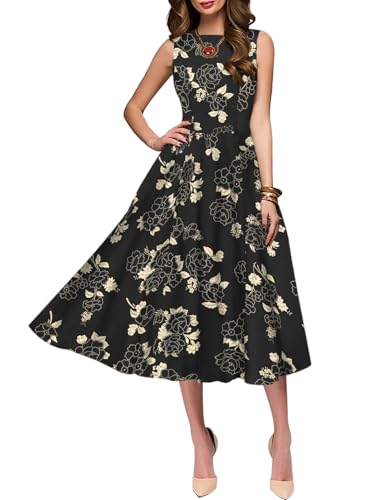 Image of Simple Flavor Women's Vintage Dress Sleeveless O-Neck Party Cocktail Dress