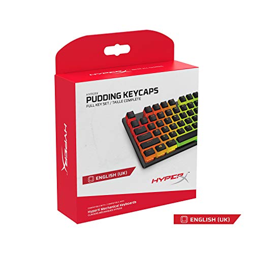 Pudding Copritasti, Set Completo di Tasti Semitrasparenti, Realizzati in PBT, Resistenti a Usura, Attrito e Solventi, Font , Strumento Rimozione Copritasti, Layout Inglese, Nero - Tastiera gaming - Immagine 5