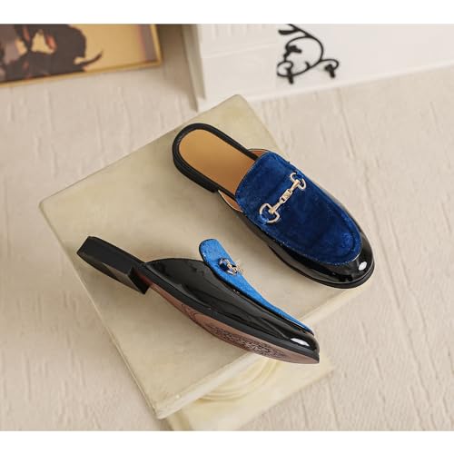 Image of FLQL Men's Leather Scuff Slippers Velvet Slip On Loafers Fashion Backless Mule Clogs Anti-Slip Sandals Slides for Men and Women Designer Size 7-13