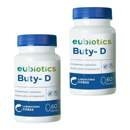 Cobas Eubiotics Buty-D, Pack Ahorro 2 x 60 Cápsulas - Suplemento Alimenticio con Butirato 500mg y Vitamina D3 25μg - Sin Gluten y Sin Lactosa - Para Homeostasis Intestinal