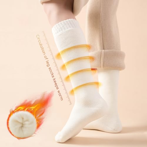 SISOSOCK 3 Pairs Warm Knee High Socks for Women Winter Thick Soft Extreme Cold Weather Thermal Boot Socks with Gifts Box4