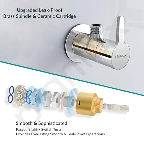 Image of Plantex Pure Brass Single Lever Angle Cock for Bathroom /Wash Basin /Single Way Cock with Teflon Tap for Kitchen /Kitchen and Bathroom Accessories (ORE-1404, Chrome)