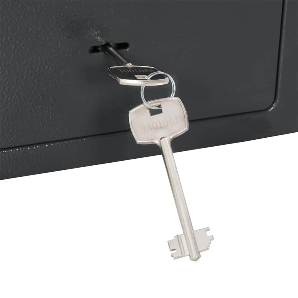 Cassetta di sicurezza in acciaio con lucchetto, grigio scuro, 23 x 17 x 17 cm, opaca, set di lucchetti meccanici a combinazione con chiave, per ufficio, casa, documenti, oggetti di valore, 1