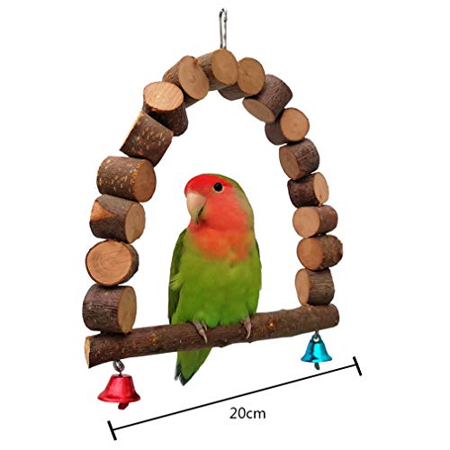 ZHER-LU Papegaai Speelgoed ladder Hangmat Swing voor Papegaai Macaw Afrikaanse Grijze Budgie Cockatoo Bell Chew Toys… - Afbeelding 4