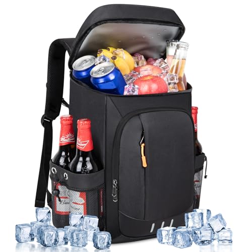 Image of Cooler Backpack- 40 Cans Insulated Backpack Cooler for Men & Women Portable Leak Proof Lunch Backpack Cooler Bag for Beach Picnic Travel Work Camping Hiking-Black