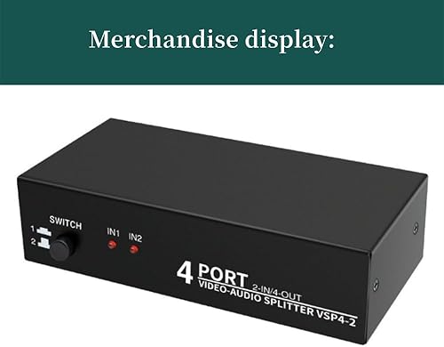 Miniatura 6 de 3RCA AV Audio Video Switcher Divisor 2 en 4 Salida 2 en 2 Salidas Reproductor de DVD Consola de juegos Caja de TV Monitor de TV Externo Proyector
