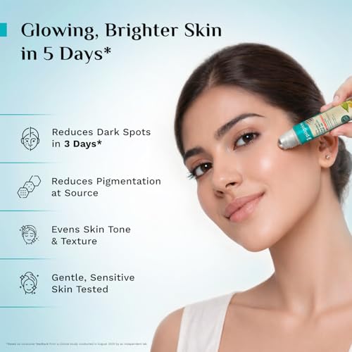 Image of Pilgrim 10% Vitamin C Face Serum Roll-On for Glowing Skin with Niacinamide & Glutathione, Kakadu Plum | Reduces Dark Spots, Brightening Serum for Even Skin Tone | For All Skin Type - 25ml