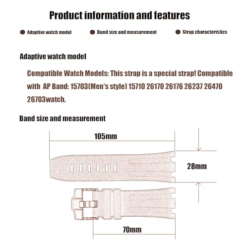 XIW Compatible for 28mm Audemars Piguet AP Royal Oak Offshore Watch 15703 15710 15400 26470 26400 Rubber Watch Band Replacement for men Silicone Wirstband Strap women Bracelet (Silver Buckle, 28mm)