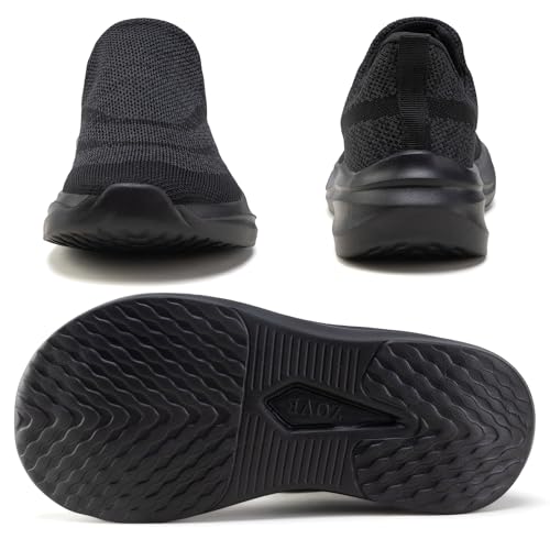 Image of ZOVE Wide Toe Box Shoes Women Hands Free Wide Walking Shoes Ultra Light Tennis Breathable Wide Width Running Sneakers Athletic Gym Workout Trainers 8812 Full Black 38
