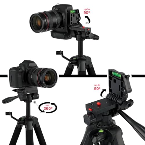 Creative Mark Apex Tripod for Camera - Lightweight Aluminum Camera Tripod Stand with 360° Pan, 90° Forward Backward & Side Tilt, Adjustable Height, Quick-Release Plate and Nylon Carrying Case - Image 4