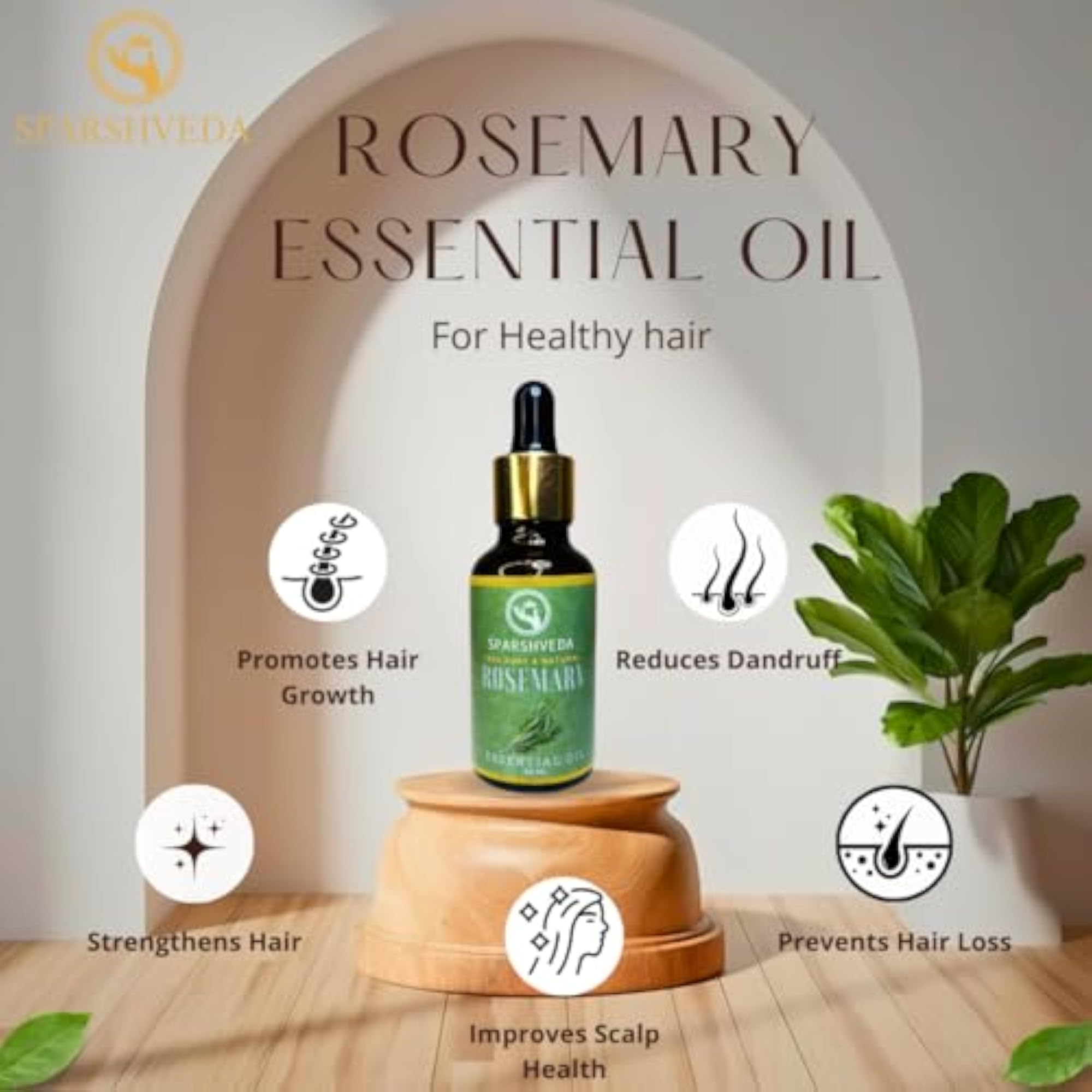 Sparshveda Rosemary Essential Oil - Natural Hair Growth Support
