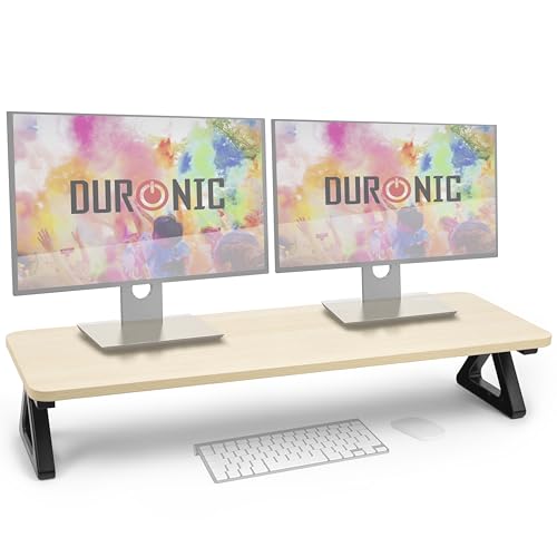 Duronic DM06 2 NL Elevador para 2 Pantallas Superficie de 82 x 30 cm y 10 kg Patas Antideslizantes para Estabilidad Soporte ergonómico para Oficina Escritorio Ordenador Portátil Color madera