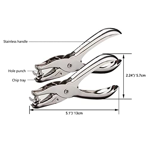 HZMM 1/4 & 1/8 Inch Single Hole Puncher, 2 Pcs Circle Paper Punches Handheld Hole Paper Punch Puncher with 8 Sheet Capacity Office Perforating Machines for Craft Paper Tags Clothing Ticket DIY