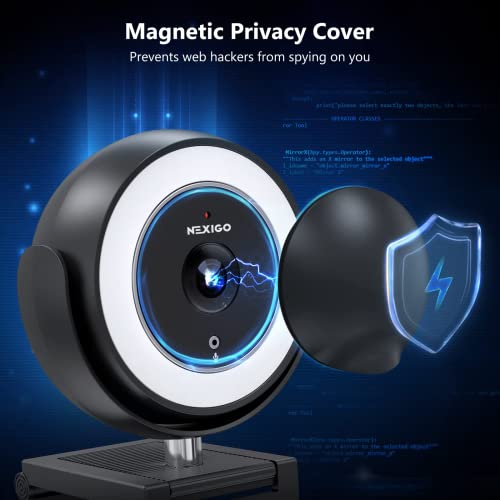 Nexigo N940E (Gen 3) 60Fps Zoomable 1080P Webcam With Remote Control, Magnetic Privacy Cover, Adjustable Brightness, Noise Reduction Mics, For Zoom Skype Teams, Black #TOP4