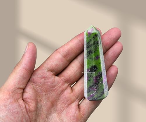 Image of Certified Ruby Zoisite Crystal Tower Obelisk Point For Chakra, Healing And Balancing - Aaa Grade Original Certified Gemstone Agate For Reiki Meditation Yoga Spiritual (2-3 Inches)