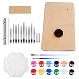 Milisten 10 Keys Kalimba Thumb Piano with Paint, Paintbrush and Palette, Thumb Piano Diy Kit, Make Your Own Thumb Piano, Kalimba Diy Kit Parts for Kids, Teens, Adults Diy Crafting