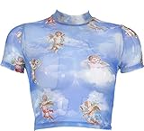 Damen Shirt Transparent Tüll Mesh Bluse Body T-shirt Tunika Tops