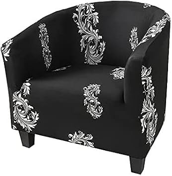 Printed Club Chair Cover Stretch Tub Chair Slipcovers Soft Jacquard Spandex Arm Chair Cover Anti Slip Barrel Chair Covers Furniture Protector for Living Room Color 3