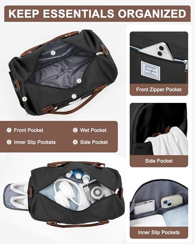 Image of Gym Bag Womens Mens with Shoes Compartment and Wet Pocket Travel Duffel Bag for Women for Plane Sport Gym Tote Bags with Toiletry Bag Waterproof Weekend Overnight Carry on Bag Hospital Holdalls