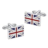 Vogem Union Jack Cufflinks for Men Stainless Steel Flag Cufflink British Flag Cartridge Cufflinks Novelty Birthday Anniversary Wedding Jewellery Gift